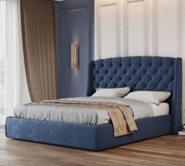 Ліжко м'яке двоспальне Лев Прага з підйомним механізмом та нішею для білизни