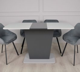 Стіл Cosmo Grey Інтарсіо Графіт/Сірий камінь Розкладний 110/145 см