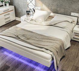 Ліжко двоспальне Світ меблів 140 Б'янко МДФ / ДСП Білий / Дуб Сонома