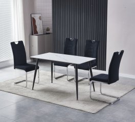 Стіл TM-100 білий мармур + чорний