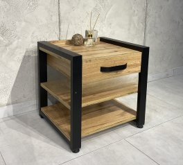 Тумба приліжкова LOFT Дуб Сонома / Чорний мат MebliRoMax