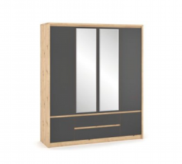 Шкаф 4Д2Ш Mebel Service Доминика 4 дверный серый 186 см