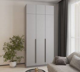 Шкаф Mebelstar Оскар трехдверный с антресолью и ящиками Серая мышка 120 см