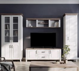 Модульна вітальня Канді Білий альпійський / Дуб стірлінг / Білий матовий
