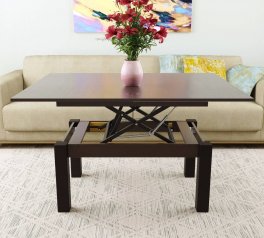 Стол-трансформер B-Fly Glass Art In Head Венге/Венге ноги/Бежевое стекло