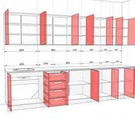 Кухонний комплект Фарбований високий глянець 3,3 м