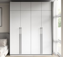 Шкаф Морели R-0020 Рамо 4 дверный белый со штангой и полками 197см
