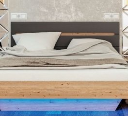 Кровать 2-сп. 1.4 Бьянко (с неоновой подсветкой) Графит