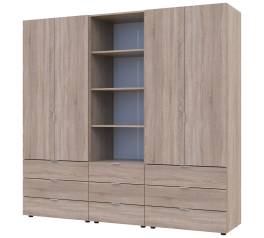 Шкаф для одежды Дорос Гелар дуб сонома 4-х дверный с пеналом 215 см