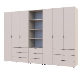 Шкаф для одежды Дорос Гелар кашемир 6 дверной с пеналом 292,4 см