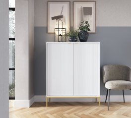 Комод высокий Белый/Золотые ножки K104 Nova