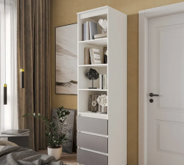 Шкаф Морели Т219 белый/антрацит с полками и ящиками 50 см