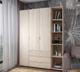 Шкаф Дорос Гелар дуб сонома с Этажеркой 3-х дверный 154,4 см