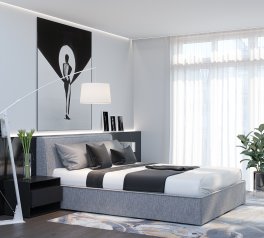 Кровать мягкая Woodsoft Kioto / Киото с подъемным механизмом и нишей для белья