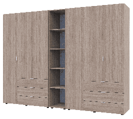 Шкаф Дорос Гелар дуб сонома с Этажеркой 6 дверной 270,6 см
