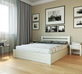 Ліжко дерев'яне Лев Жасмін з підйомним механізмом і нішею для білизни масив Бук Білий