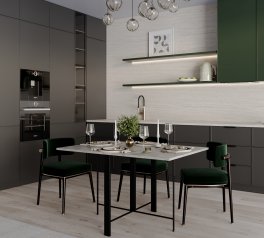 Стол-трансформер Voody Ателье светлый/Чёрные ноги