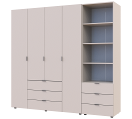 Шкаф для одежды Дорос Гелар кашемир 4-х дверной с пеналом 215 см