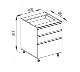Тумба нижняя H 80 3Ш (2+1) Софи