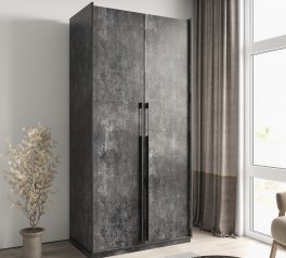 Шкаф Морели R-0014 Рамо 2 дверный бетон темный со штангой 100 см