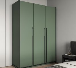 Шкаф Морели R-0016 Рамо 3 дверный зеленый дымчастый со штангой и полицями 150см