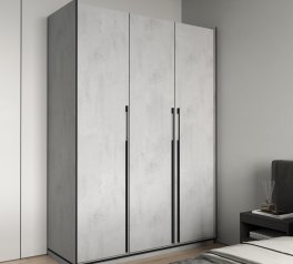 Шкаф Морели R-0016 Рамо 3 дверный бетон тефра со штангой и полками 150см
