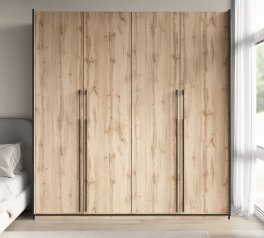 Шкаф Морели R-0020 Рамо 4 дверный дуб аппалачи со штангой и полками 197см