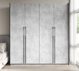 Шкаф Морели R-0020 Рамо 4 дверный бетон со штангой и полками 197 см