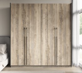 Шкаф Морели R-0020 Рамо 4 дверный дуб гранж со штангой и полками 197см