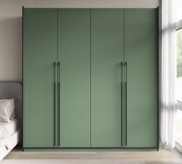 Шкаф Морели R-0020 Рамо 4 дверный зеленый со штангой и полками 197см