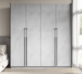 Шкаф Морели R-0020 Рамо 4 дверный бетон тефра со штангой и полками 197 см