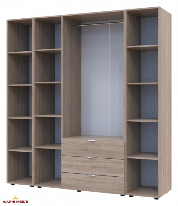 Шафа Дорос Гелар дуб сонома з 2 Етажерками 3-х дверна 192,6 см 2