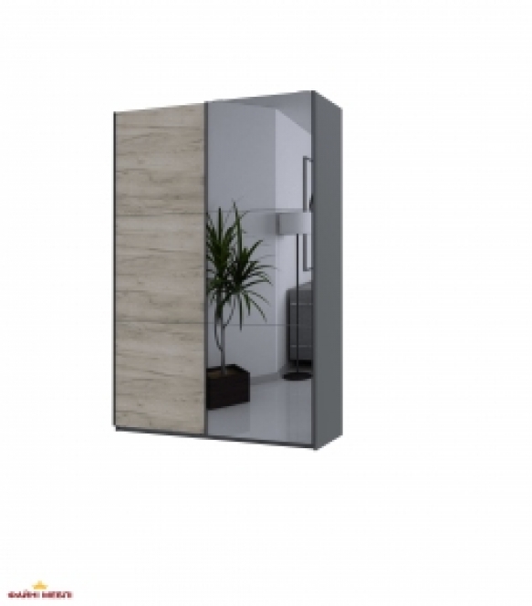 Шкаф-купе с зеркалом Дорос G-Caiser графит/дуб Крафт 2 дверный 160 см