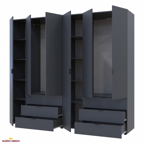 Шафа Дорос Гелар графіт 6 дверна 232,5 см 0