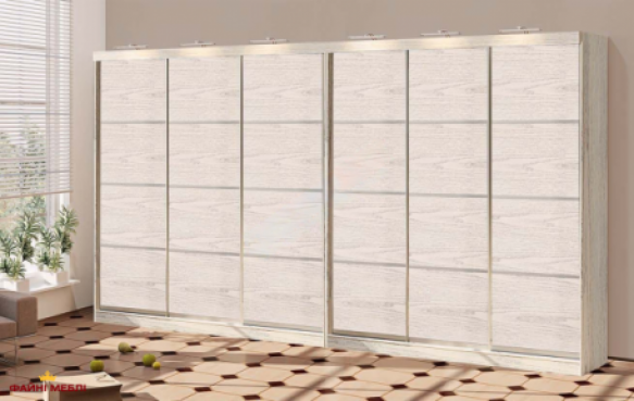 Шкаф-купе с 4 частей Комфорт мебель дуб беленый 6 дверный 500 см