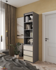 Шкаф Морели Т219 антрацит/сонома с полками и ящиками 50 см