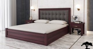 Кровать деревянная Лев Мардир 50 с подьемным механизмом и нишей для белья массив Бук