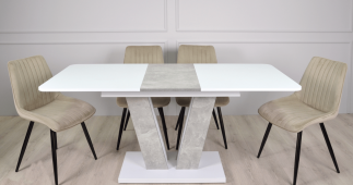 Стіл Torino White / Торіно Аляска Інтарсіо Біла аляска РЕ/Індастріал Розкладний 140/180 см