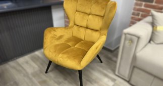 Крісло м'яке Halmar Tyrion / Тіріон Гірчичний / Чорні ніжки