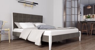 Кровать двуспальная деревянная с мягкими вставками ЧДК Токио Щит Ольха