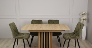 Стіл Cassandra Інтарсіо Дуб Артизан/Чорний Розкладний 140/180 см