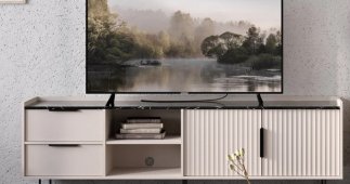 Тумба під ТВ RTV2D2S Фреско Кашемір / Темний мармур