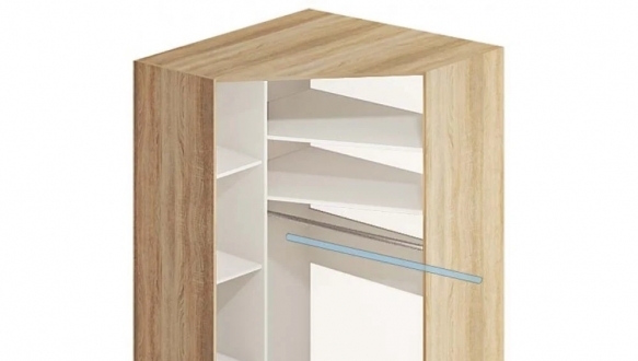 Угловой шкаф-купе 1,3 м ДСП с зеркалом и цветным стеклом 0