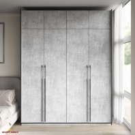 Шкаф Морели R-0019 Рамо 4 дверный бетон со штангой и полками 197см