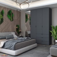 Шафа для одягу Дорос Гелар графіт 3-х дверна/Дзеркало 155 см