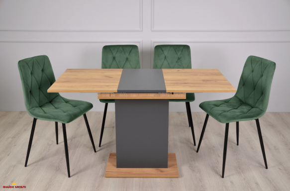 Стіл обідній Stoun / Стоун Інтарсіо Дуб крафт золотий/Антрацит Розкладний 100/135 см 1