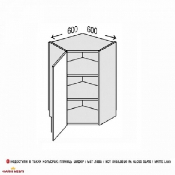 Секция верхняя УголВ 45° 600х600/900 1дв Глори