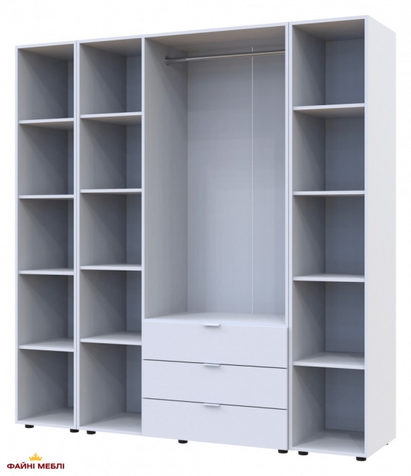 Шафа Дорос Гелар білий з 2 Етажерками 3-х дверна 192,6 см 3