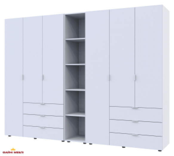 Шафа Дорос Гелар білий з Етажеркою 6 дверна 270,6 см