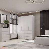 Шкаф распашной комбинированный четырёхдверный Art In Head №10 Light, ширина 160 см